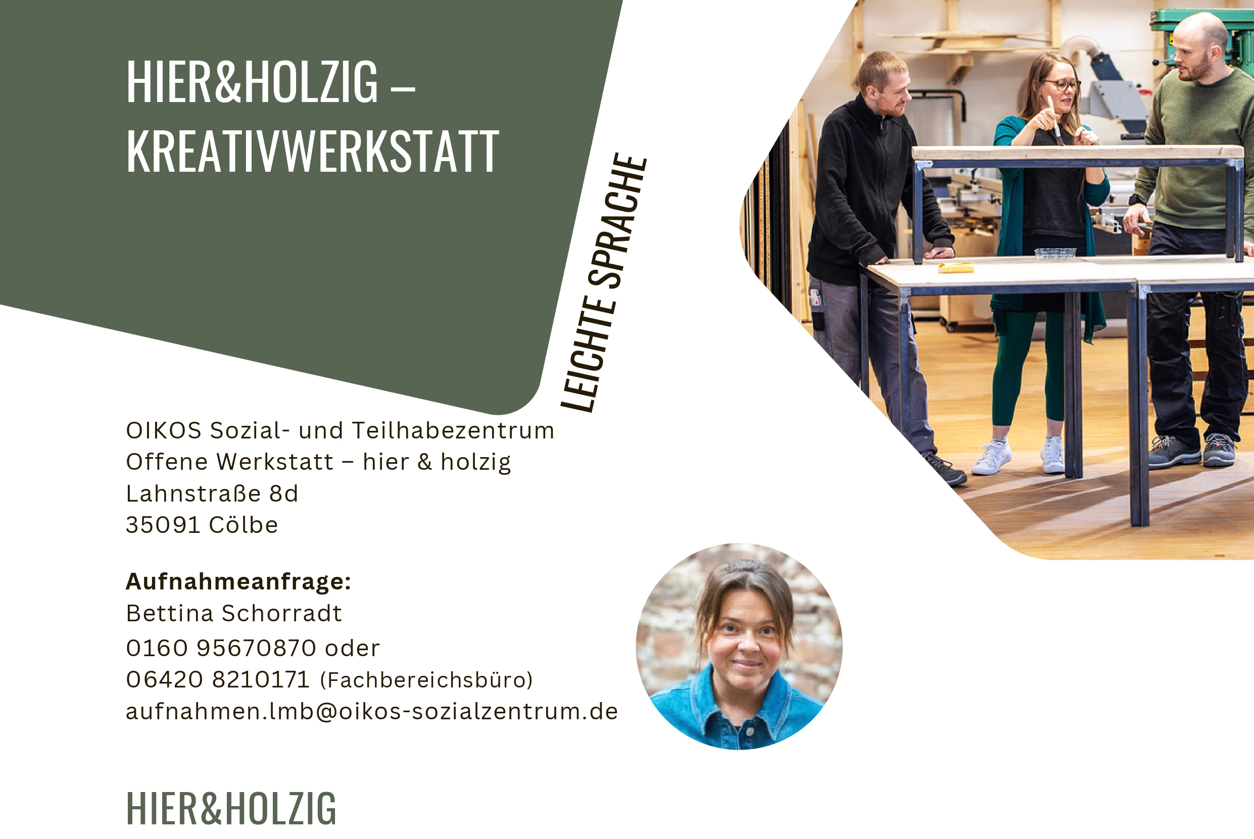 Bildausschnitt OnePager Angebot hier & holzig