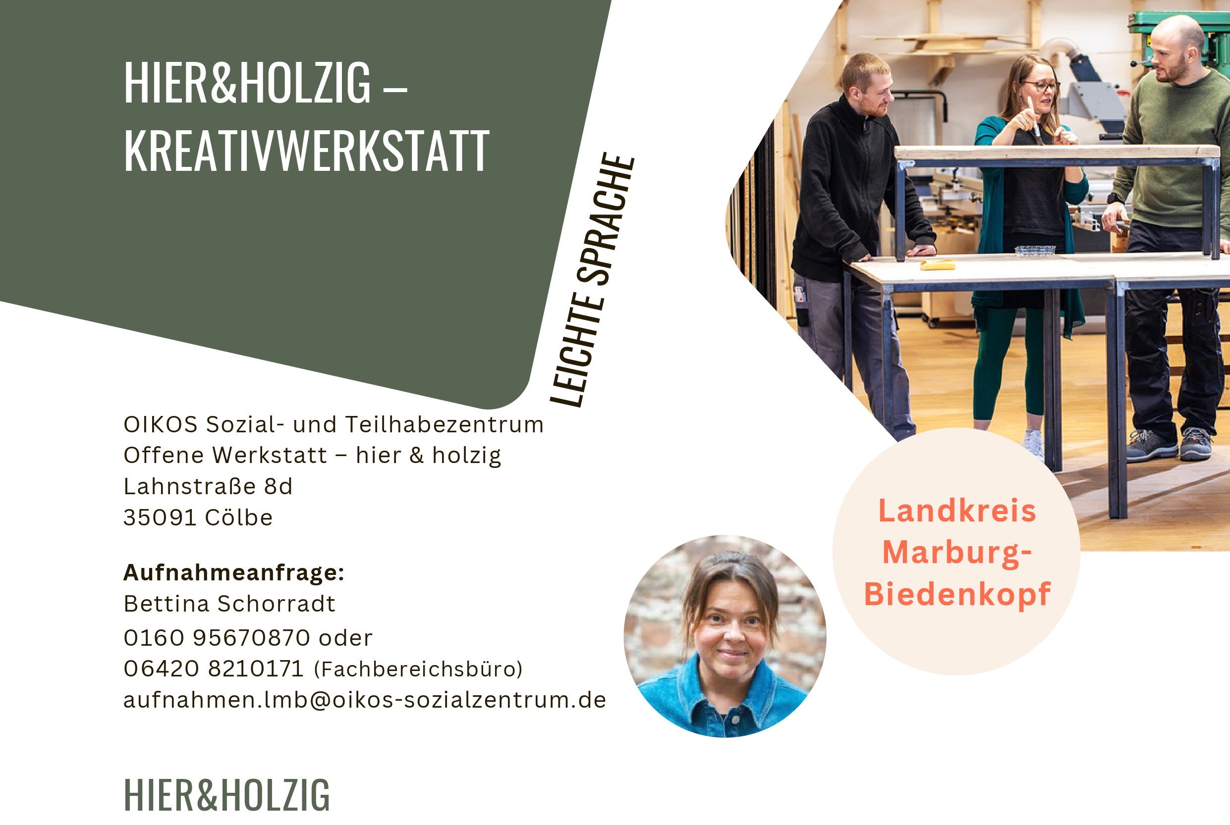 Bildausschnitt OnePager Angebot hier & holzig